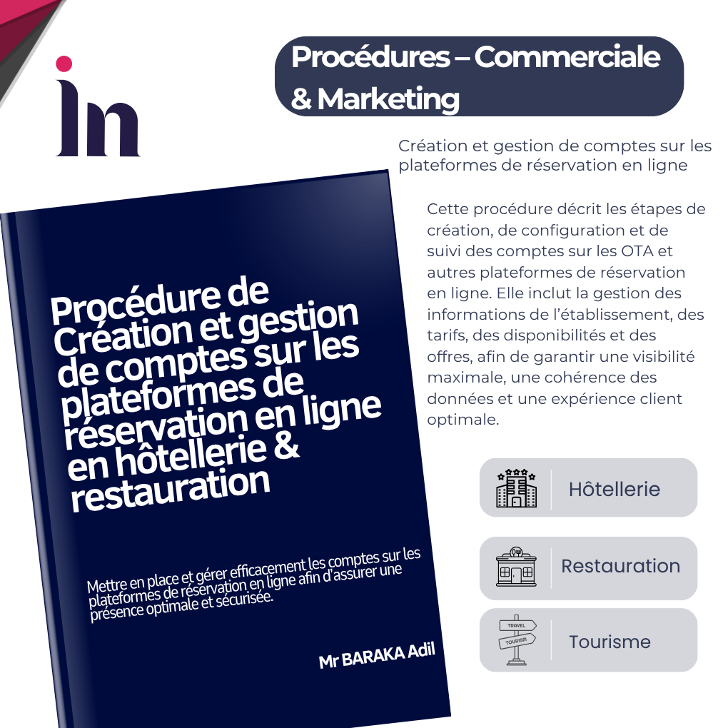 Procédure de Création et gestion de comptes sur les plateformes de réservation en ligne en hôtellerie & restauration