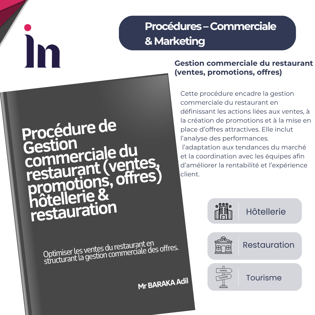 Procédure de Gestion commerciale du restaurant (ventes, promotions, offres)hôtellerie & restauration