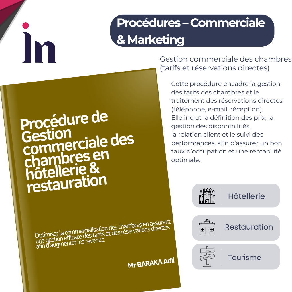 Procédure de Gestion commerciale des chambres en hôtellerie & restauration