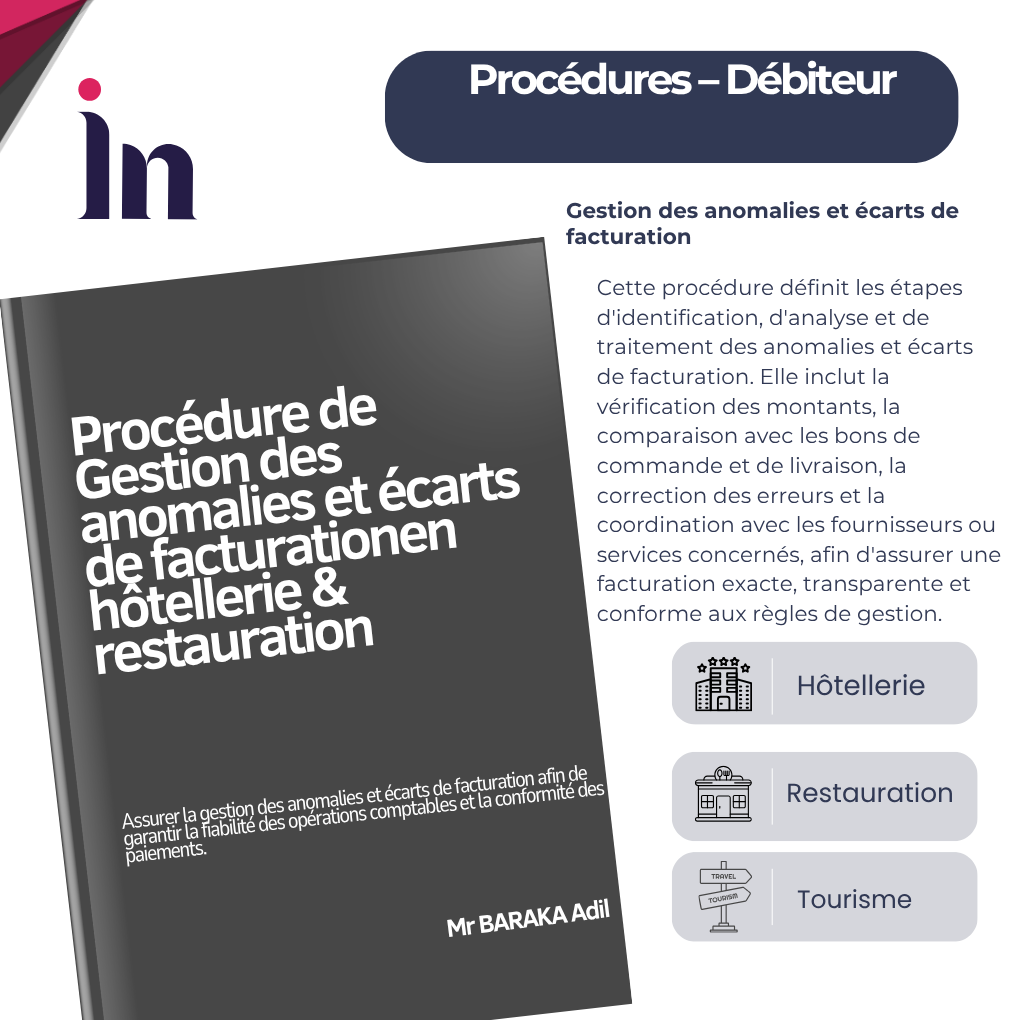 Procédure de gestion des anomalies et écarts de facturation en hôtellerie & restauration