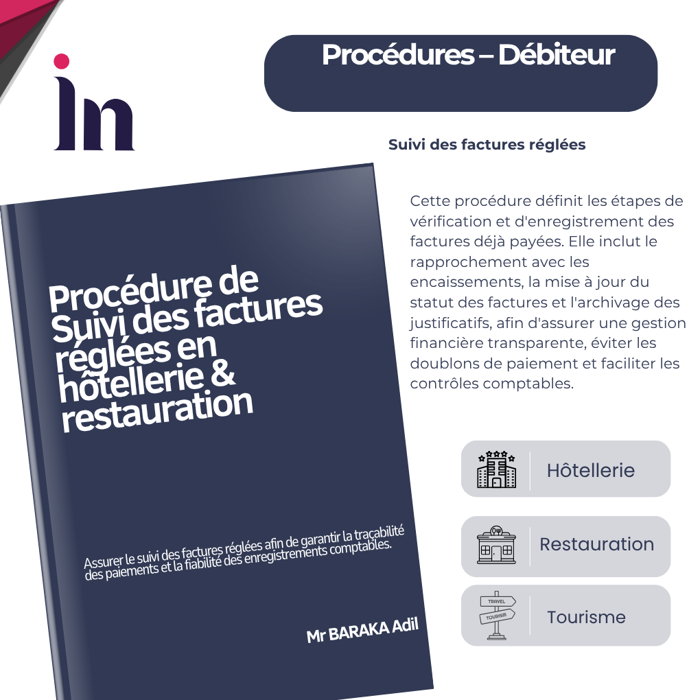 Procédure de suivi des factures réglées en hôtellerie & restauration