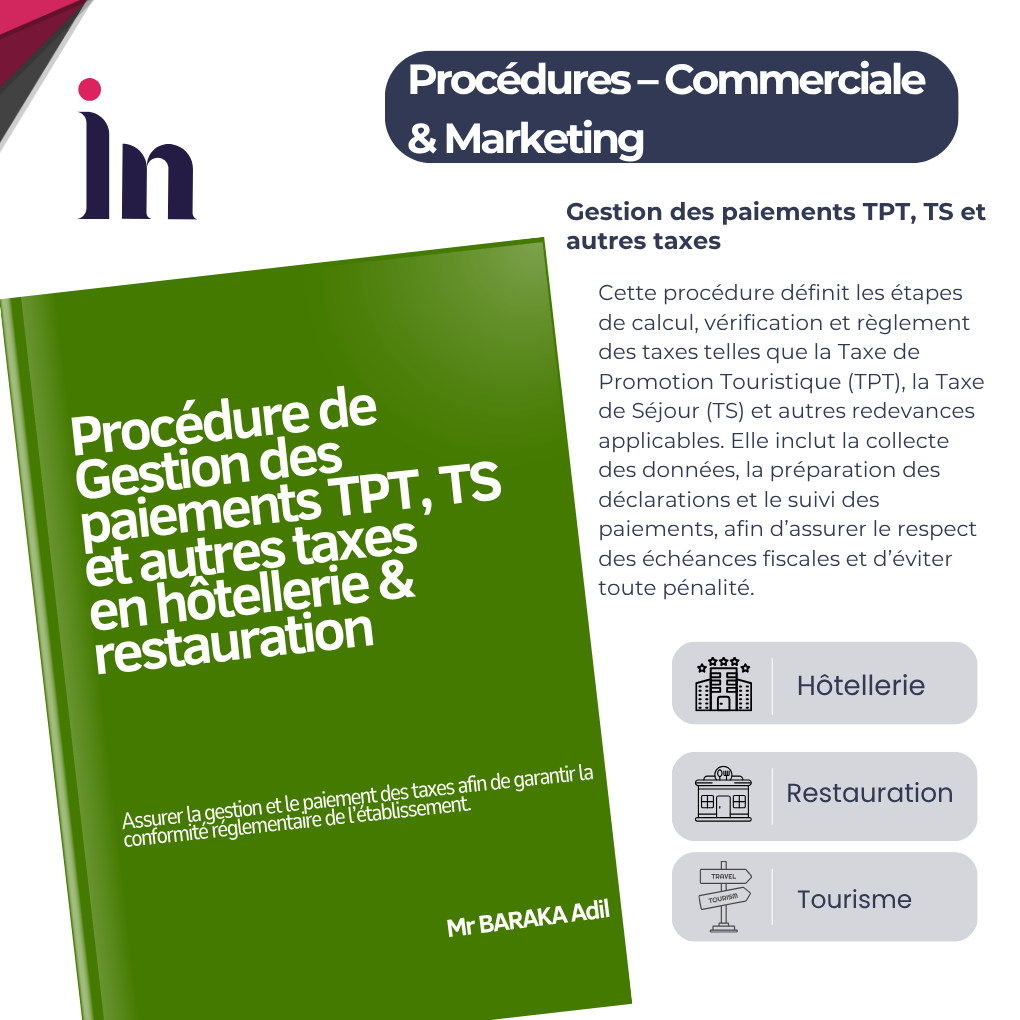 Procédure de Gestion des paiements TPT, TS et autres taxes en hôtellerie & restauration
