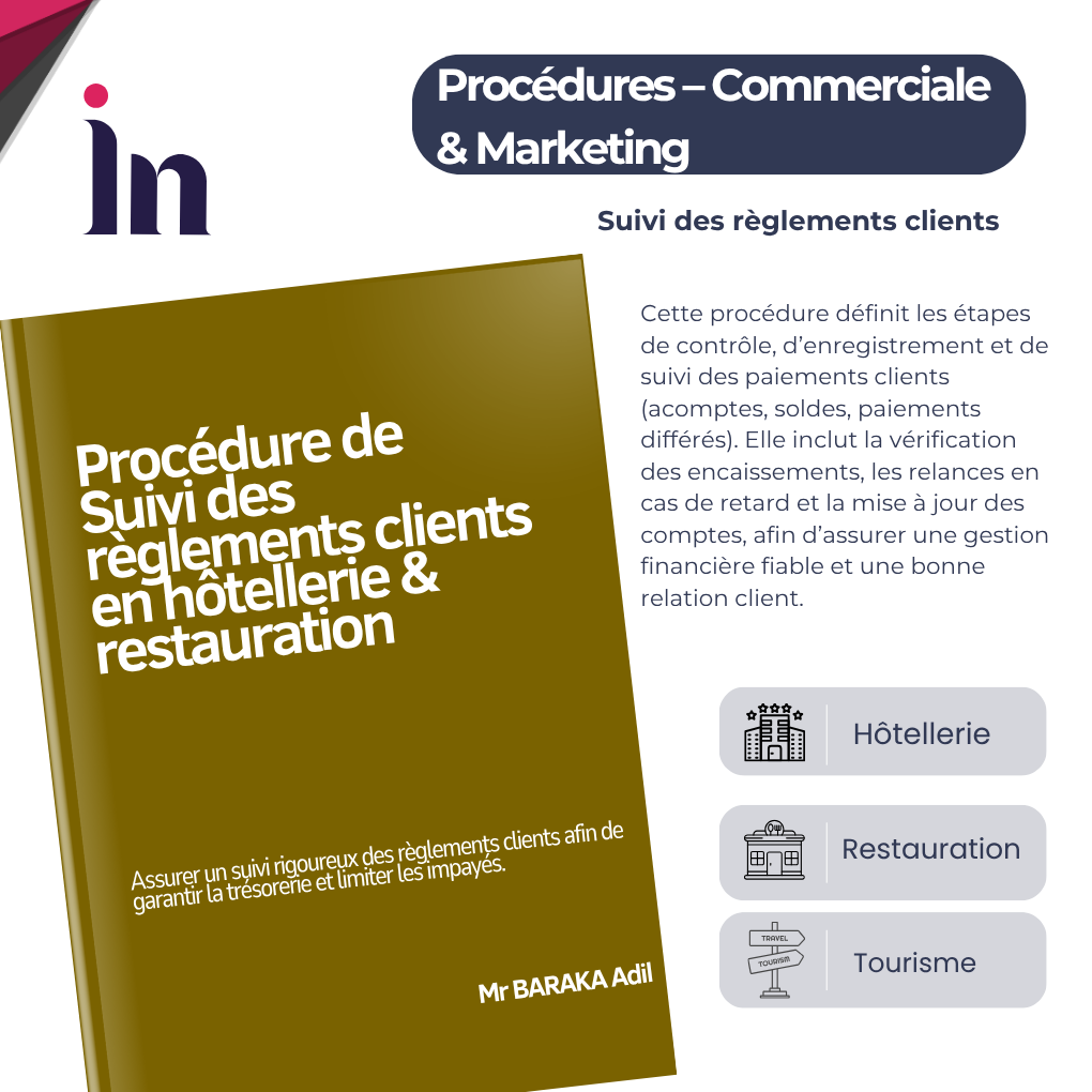 Procédure de suivi des règlements clients en hôtellerie & restauration