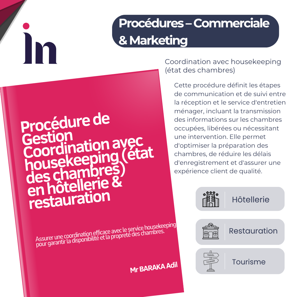 Procédure de Gestion Coordination avec housekeeping (état des chambres) en hôtellerie & restauration