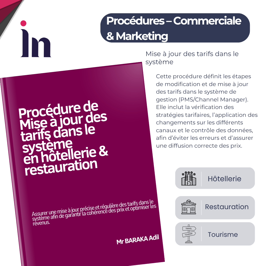 Procédure de Mise à jour des tarifs dans le système en hôtellerie & restauration