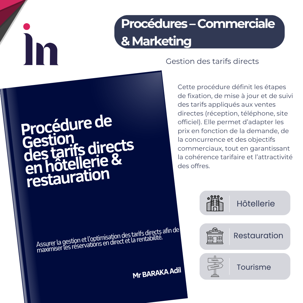 Procédure de Gestion des tarifs directs en hôtellerie & restauration