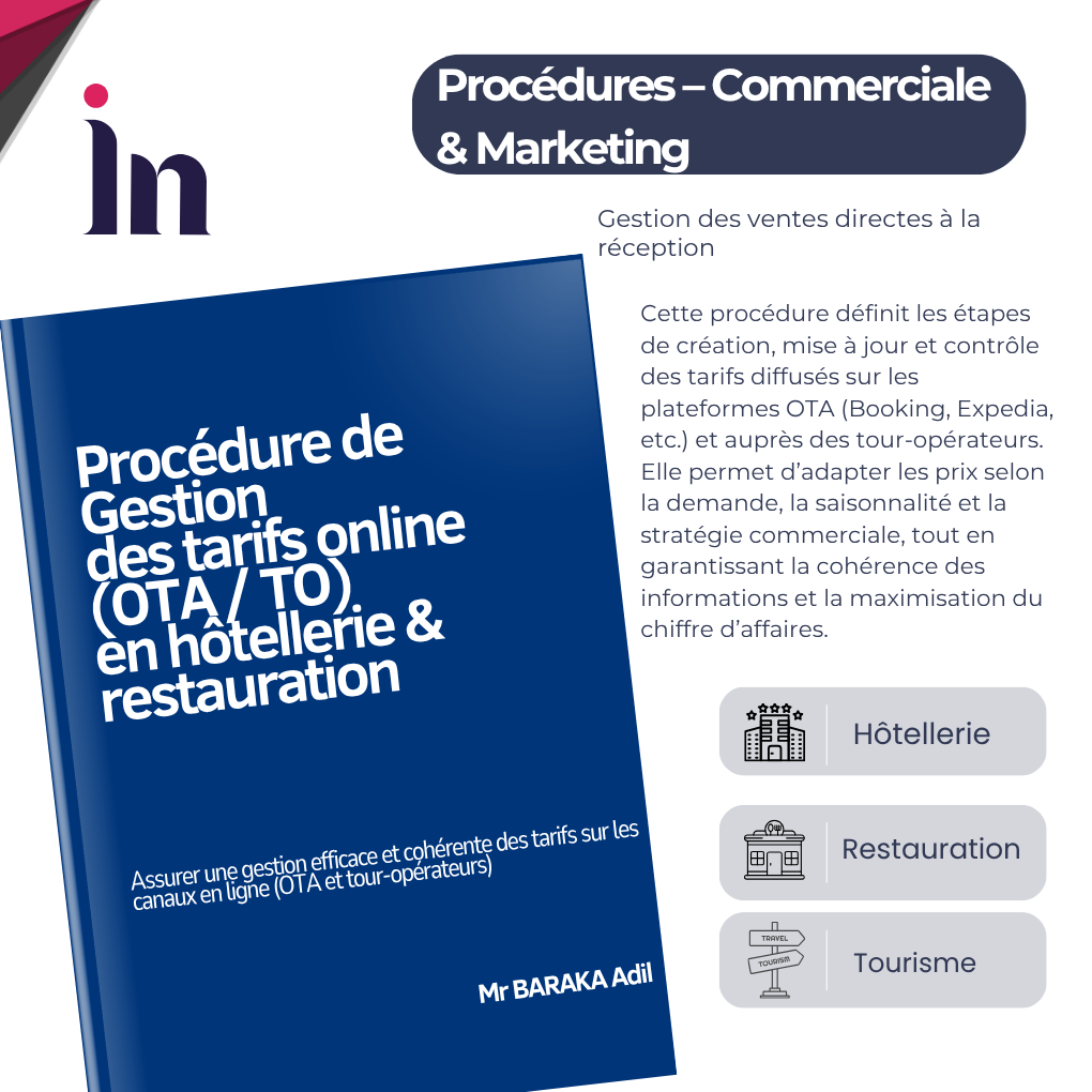 Procédure de Gestion des tarifs online (OTA / TO) en hôtellerie & restauration