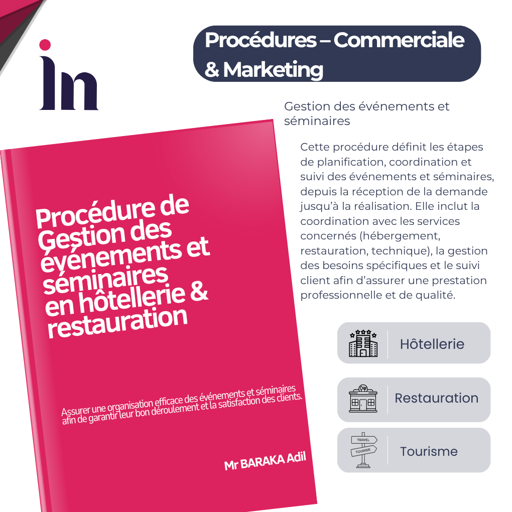 Procédure de Gestion des événements et séminaires en hôtellerie & restauration