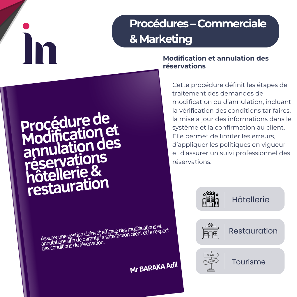 Procédure de Modification et annulation des réservations En hôtellerie & restauration