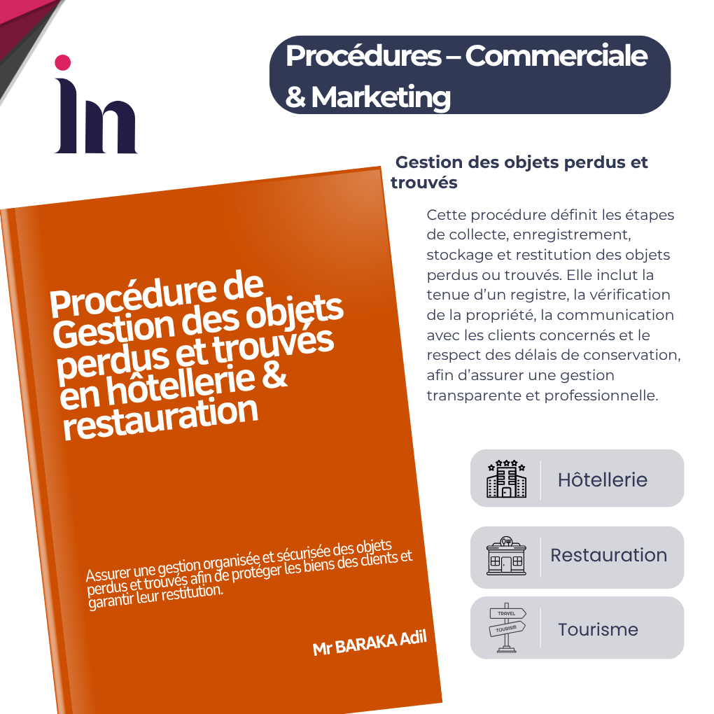 Procédure de   Gestion des objets perdus et trouvés en hôtellerie & restauration