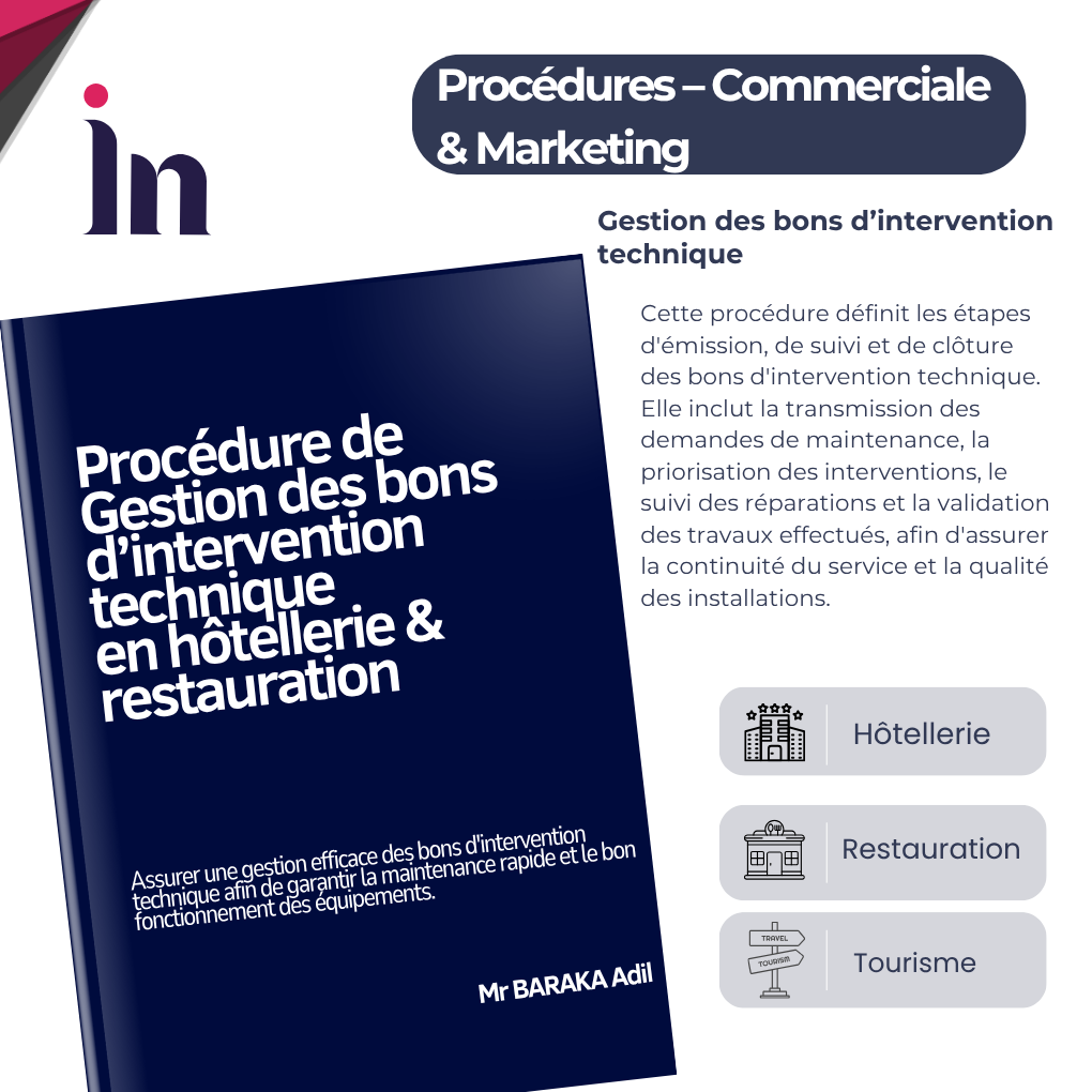 Procédure de Gestion des bons d’intervention technique en hôtellerie & restauration