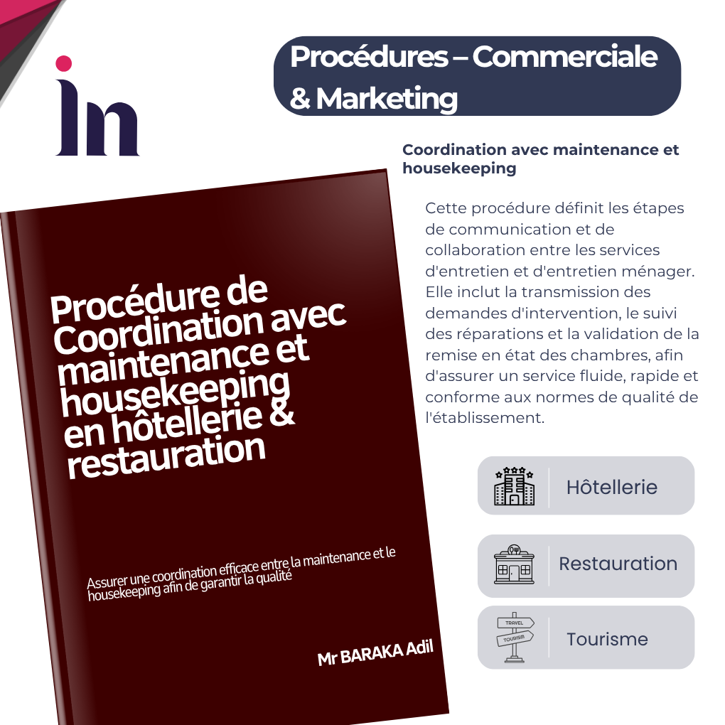 Procédure de Coordination avec maintenance et housekeeping en hôtellerie & restauration