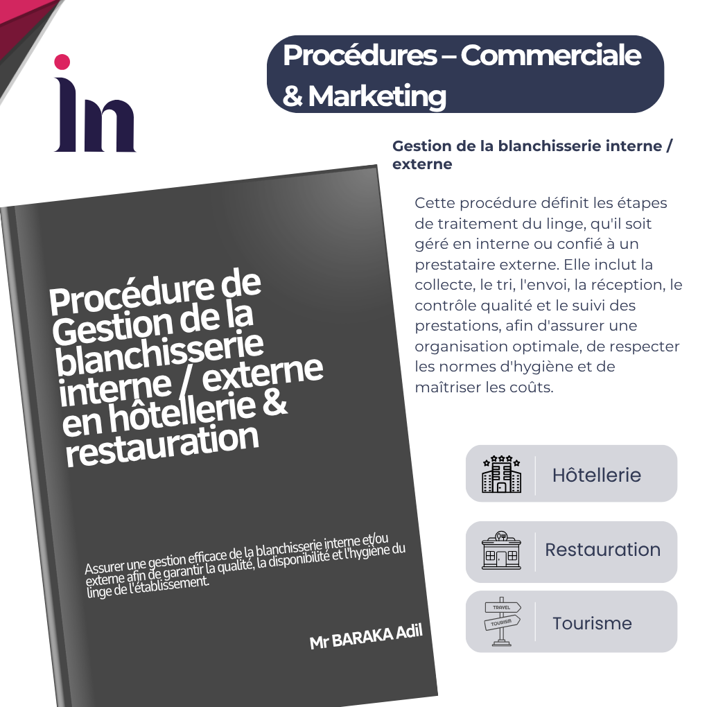 Procédure de Gestion de la blanchisserie interne / externe en hôtellerie & restauration