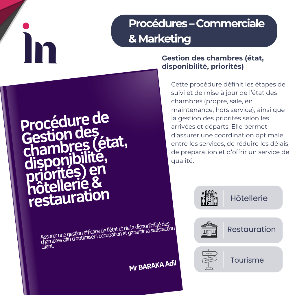 Procédure de Gestion des chambres (état, disponibilité, priorités) en hôtellerie & restauration