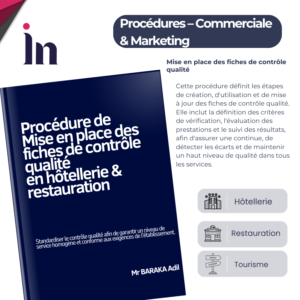 Procédure de Mise en place des fiches de contrôle qualité en hôtellerie & restauration