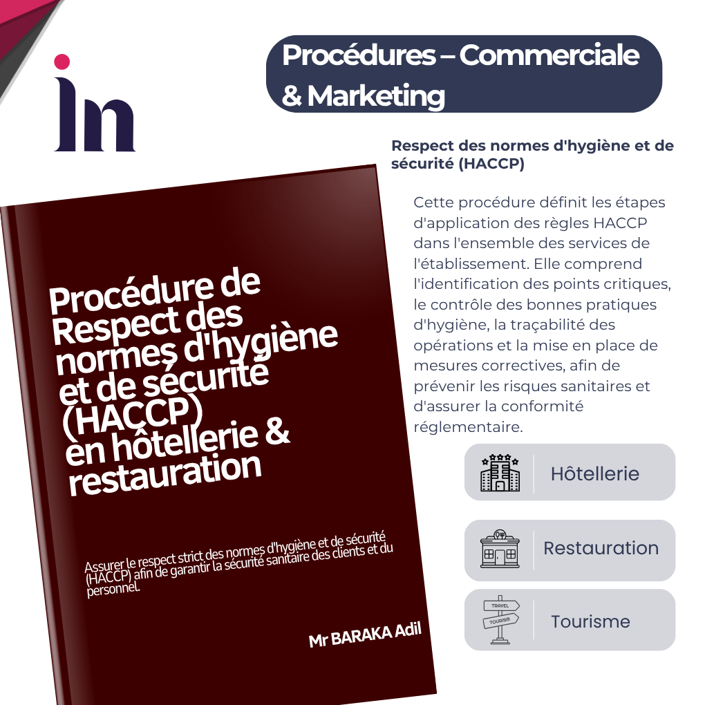 Procédure de Respect des normes d'hygiène et de sécurité (HACCP)en hôtellerie & restauration