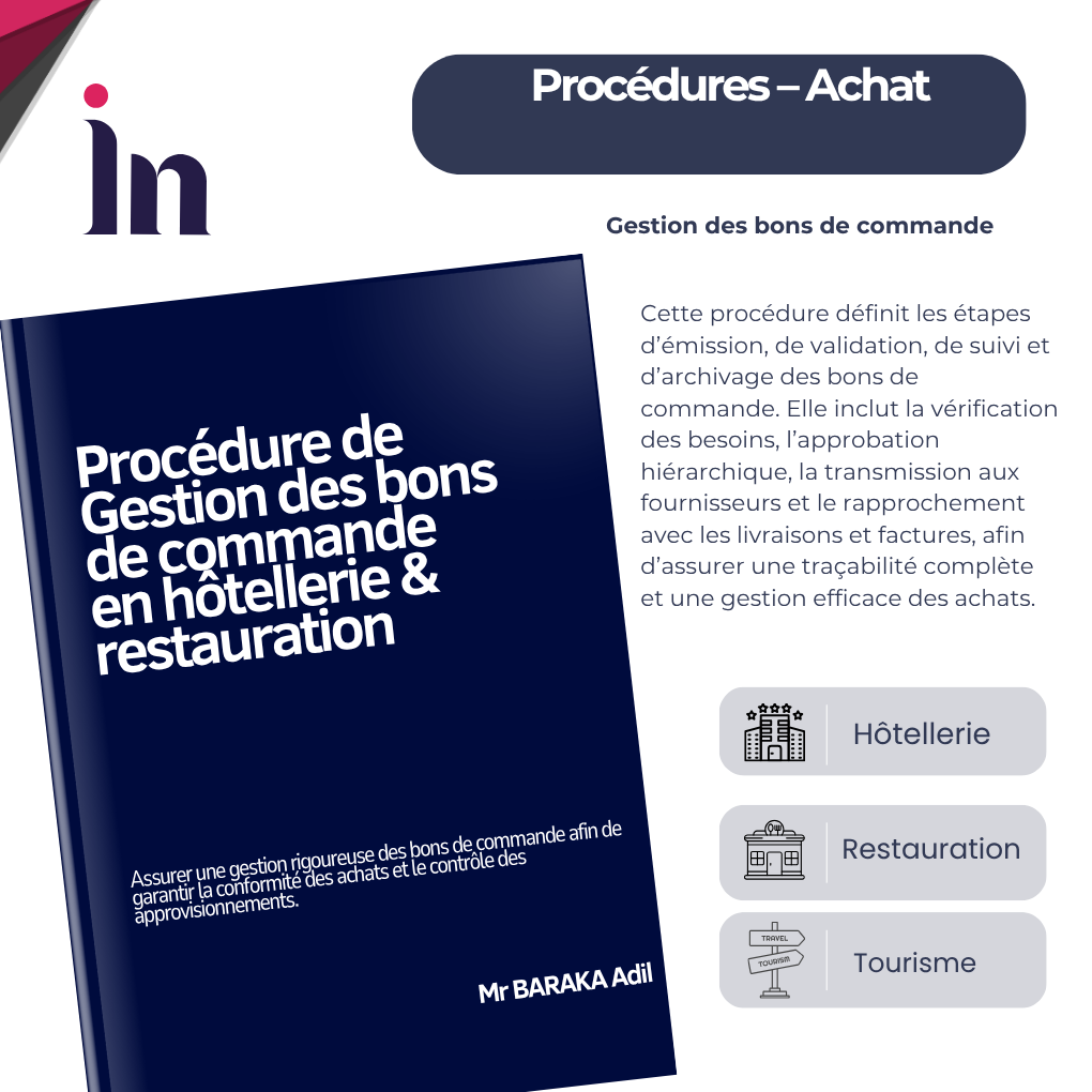 Procédure de gestion des bons de commande en hôtellerie & restauration