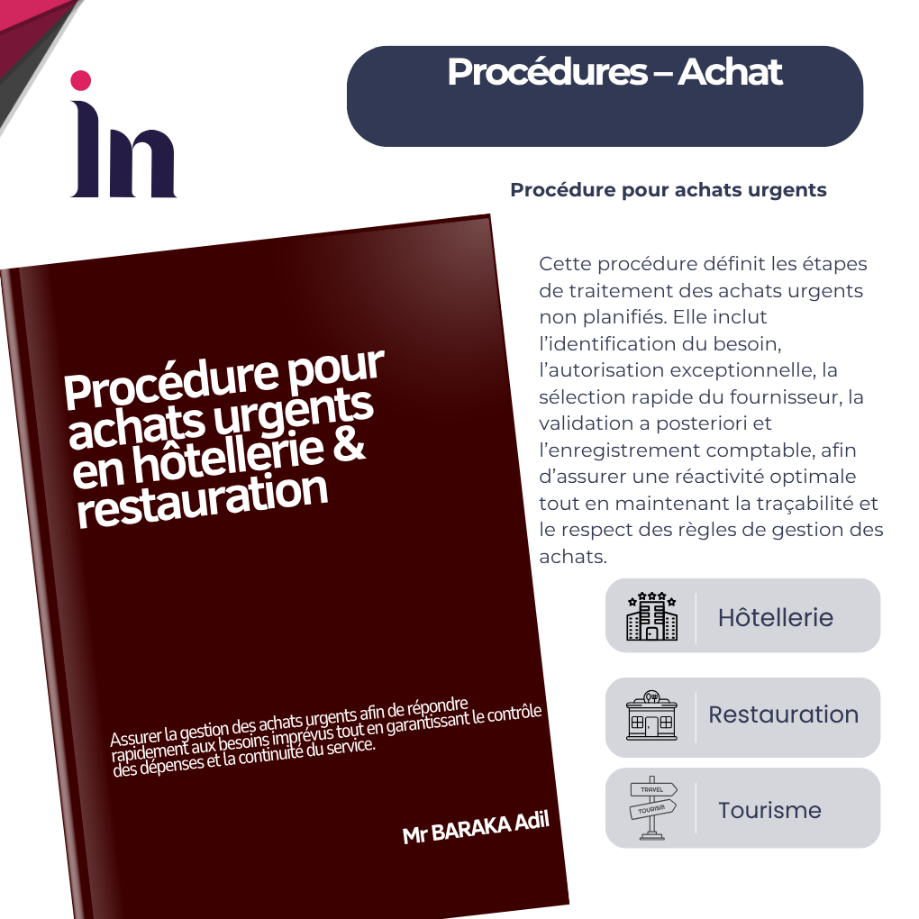 Procédure pour achats urgents en hôtellerie & restauration