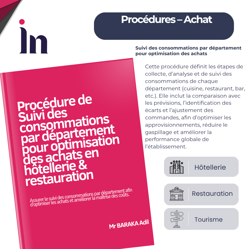 Procédure de suivi des consommations par département pour optimisation des achats en hôtellerie & restauration