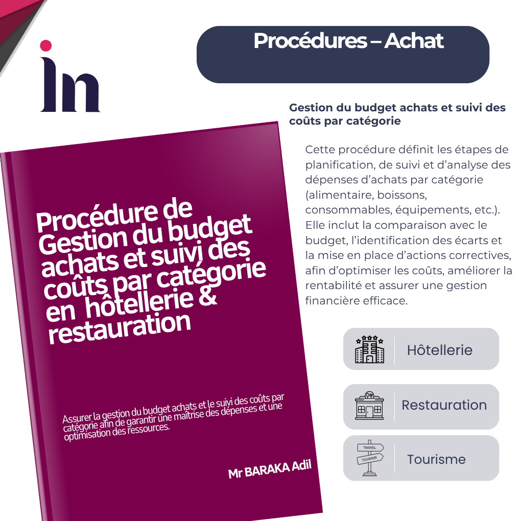 Procédure de gestion du budget achats et suivi des coûts par catégorie en hôtellerie & restauration
