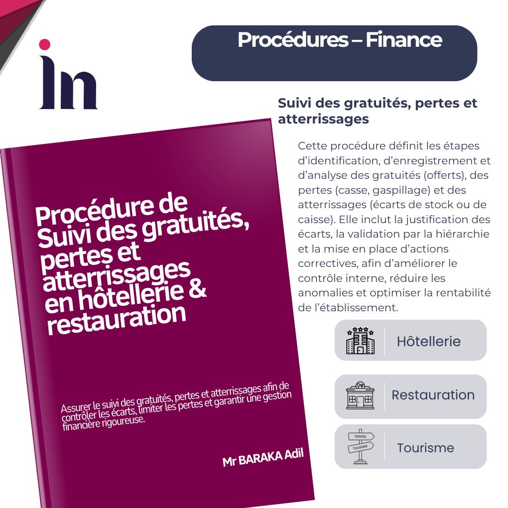 Procédure de suivi des gratuités, pertes et atterrissages en hôtellerie & restauration
