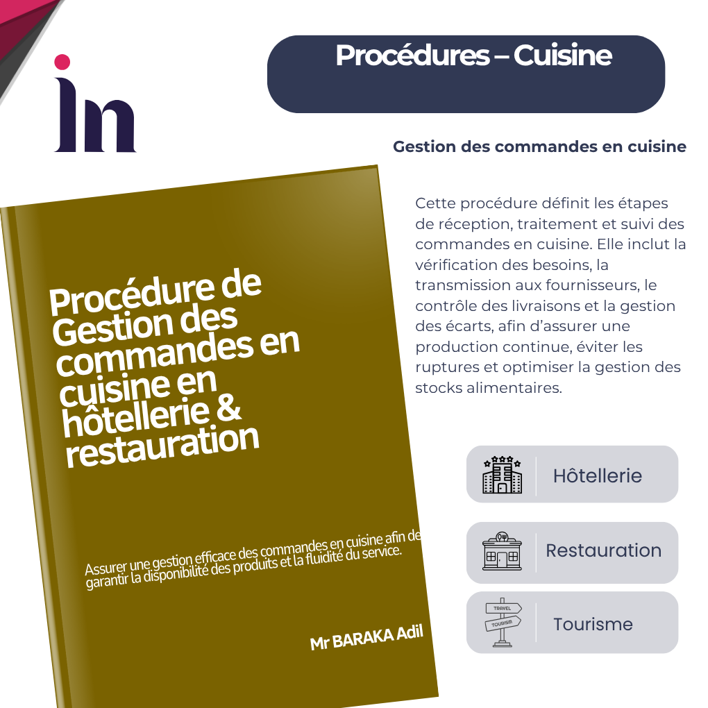 Procédure de gestion des commandes en cuisine en hôtellerie & restauration