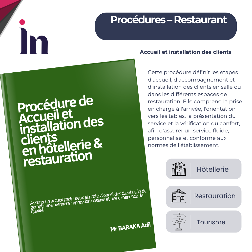 Procédure d’accueil et d’installation des clients en hôtellerie & restauration