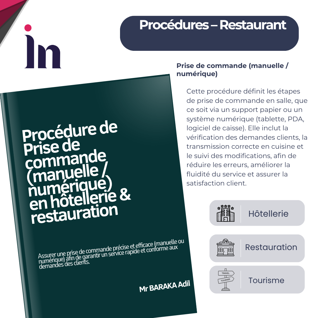 Procédure de prise de commande (manuelle / numérique) en hôtellerie & restauration