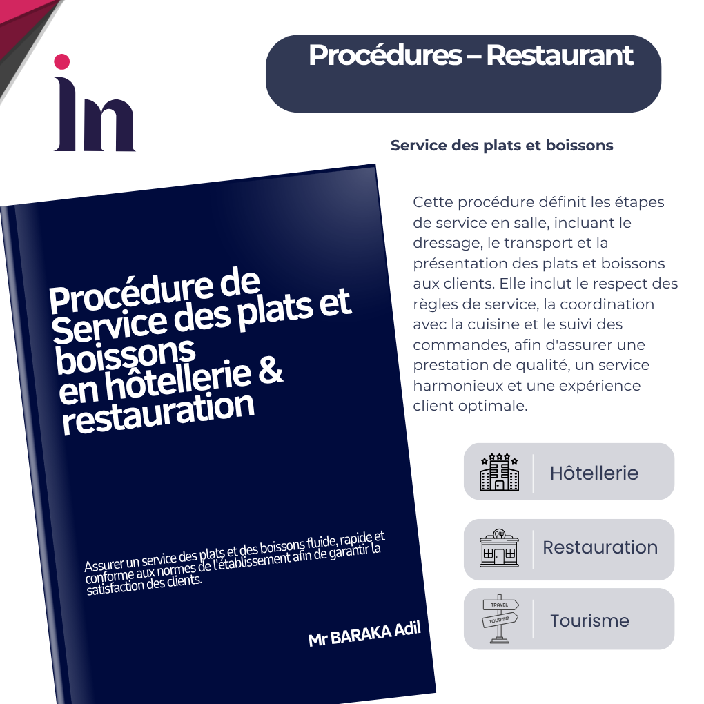 Procédure de service des plats et boissons en hôtellerie & restauration