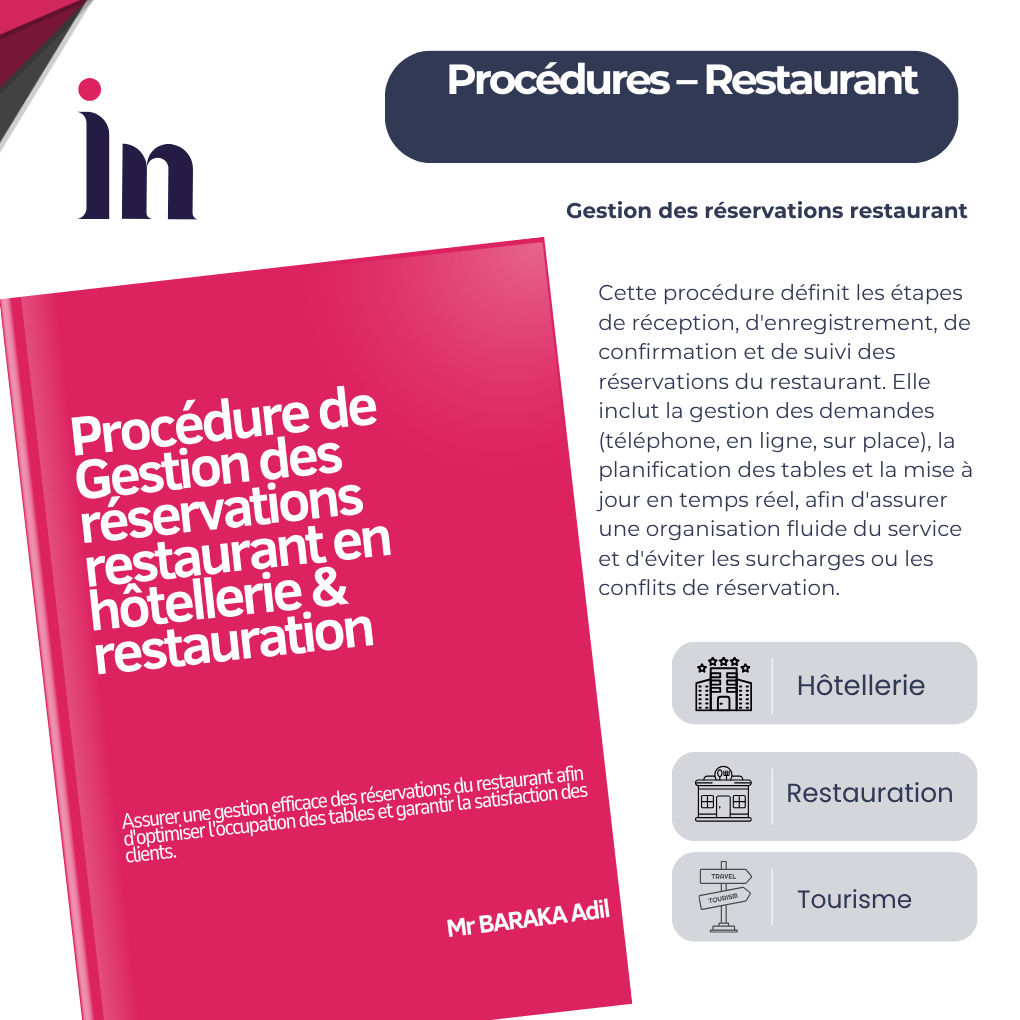 Procédure de gestion des réservations restaurant en hôtellerie & restauration