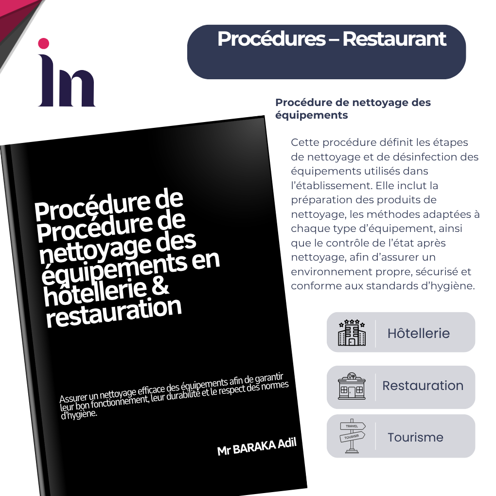 Procédure de nettoyage des équipements en hôtellerie & restauration