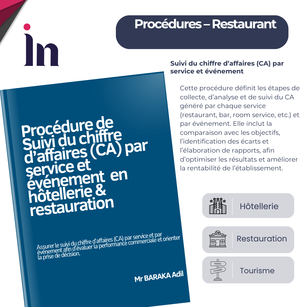 Procédure de suivi du chiffre d’affaires (CA) par service et événement en hôtellerie & restauration