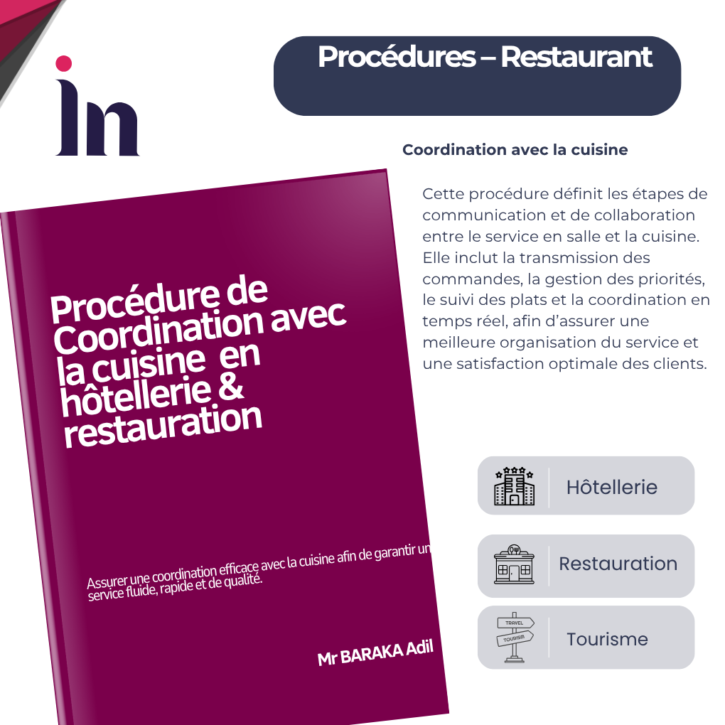 Procédure de coordination avec la cuisine en hôtellerie & restauration