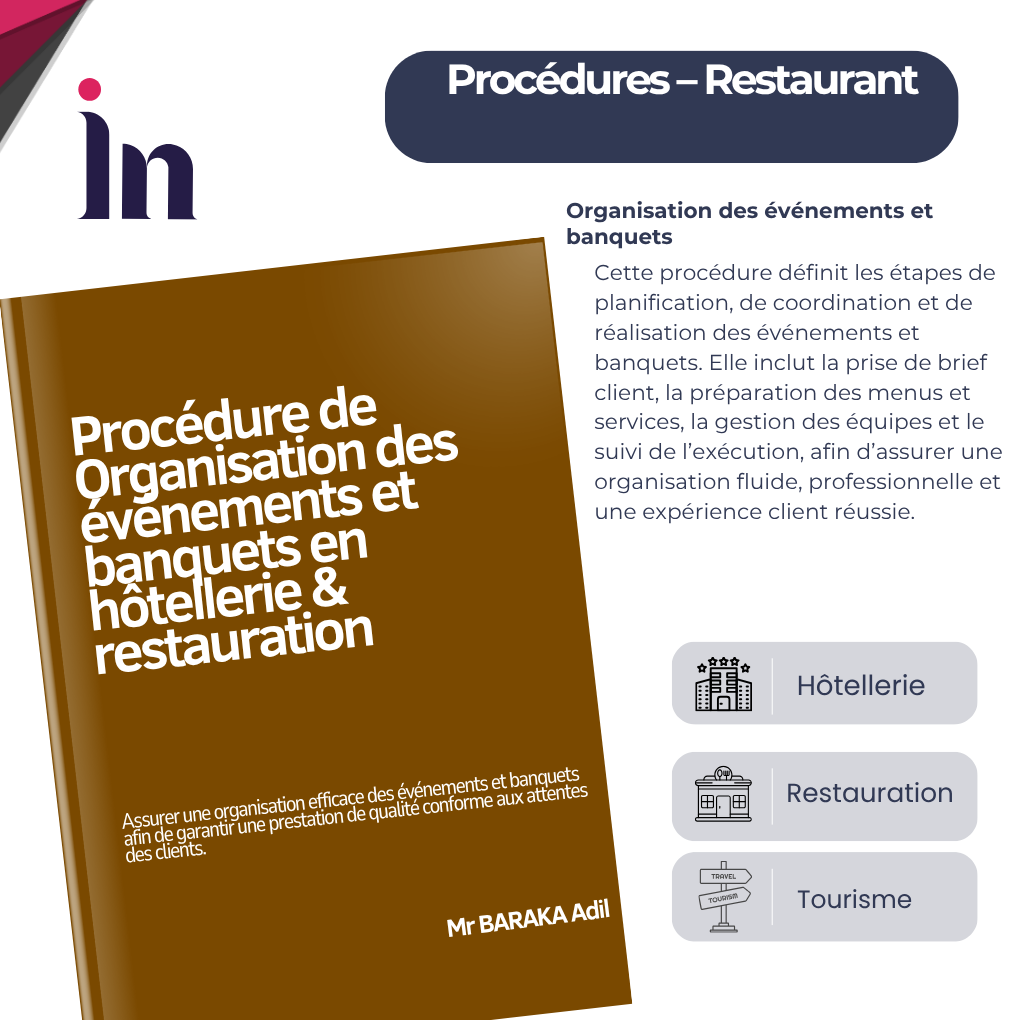 Procédure d’organisation des événements et banquets en hôtellerie & restauration