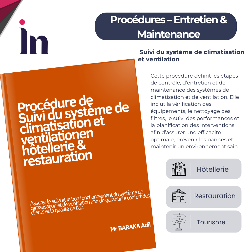 Procédure de suivi du système de climatisation et ventilation en hôtellerie & restauration