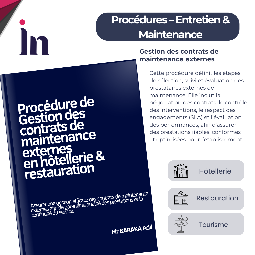 Procédure de gestion des contrats de maintenance externe en hôtellerie & restauration