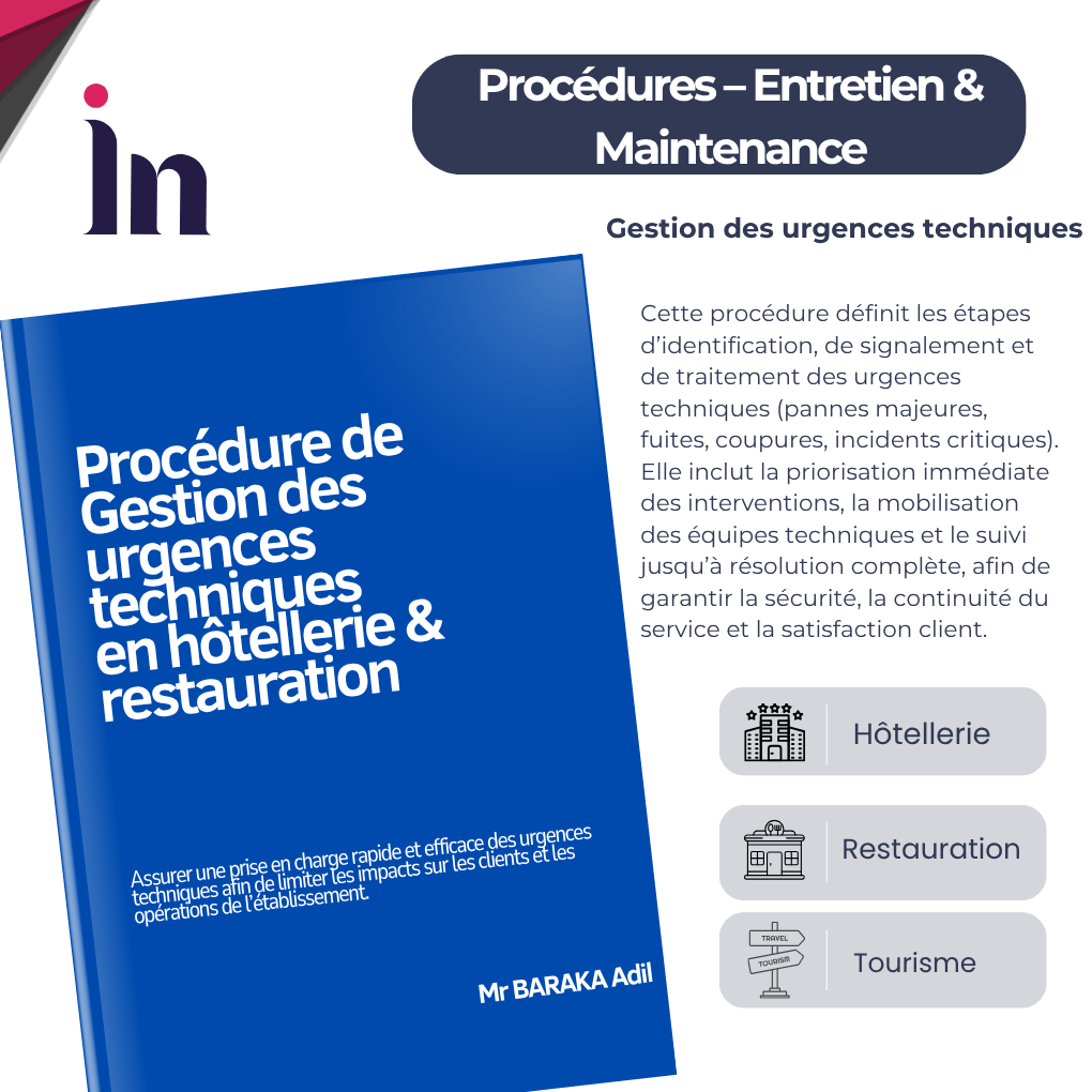 Procédure de gestion des urgences techniques en hôtellerie & restauration