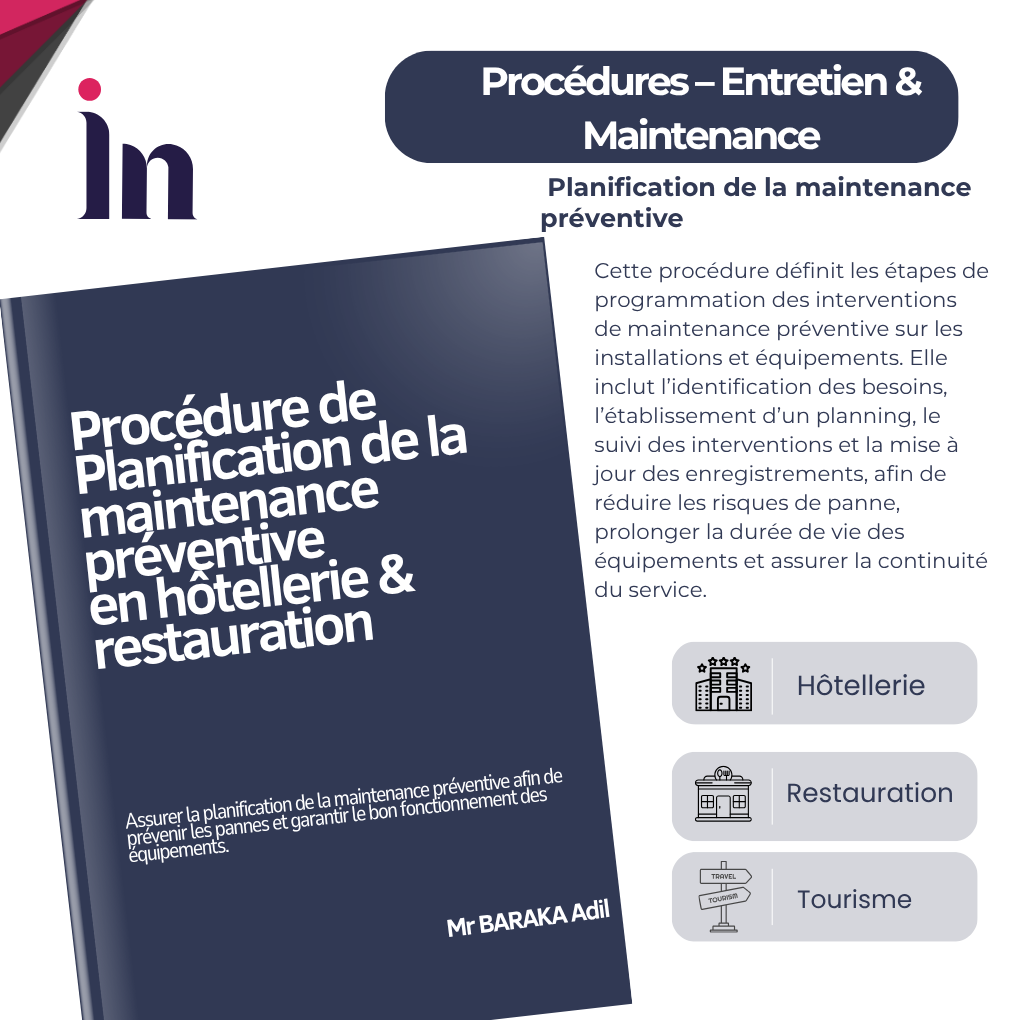 Procédure de Planification de la maintenance préventive en hôtellerie & restauration