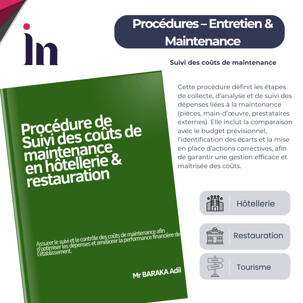 Procédure de suivi des coûts de maintenance en hôtellerie & restauration
