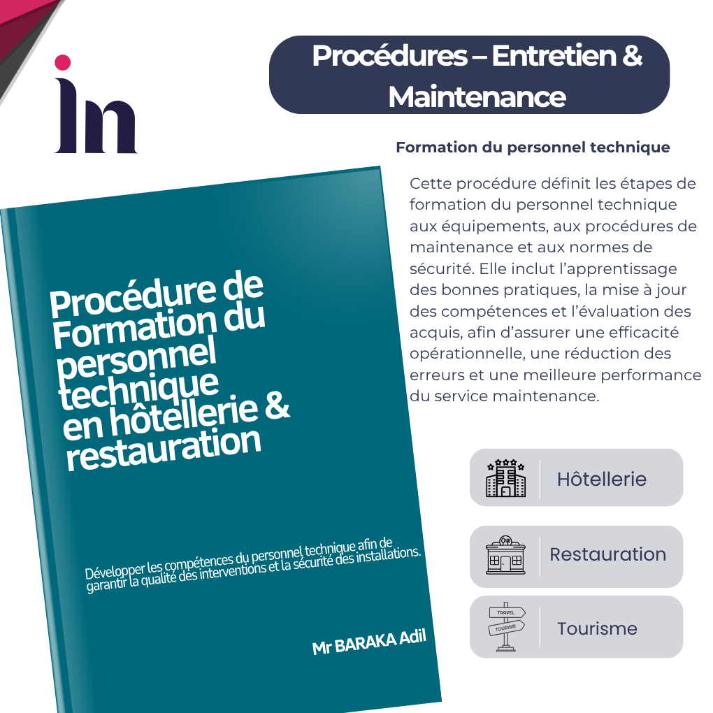 Procédure de formation du personnel technique en hôtellerie & restauration