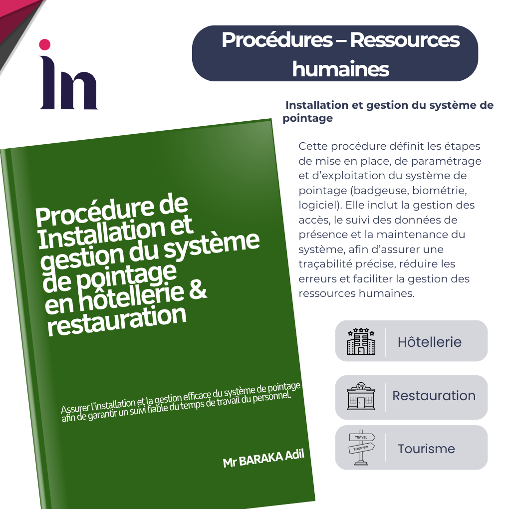 Procédure d'installation et de gestion du système de pointage en hôtellerie & restauration