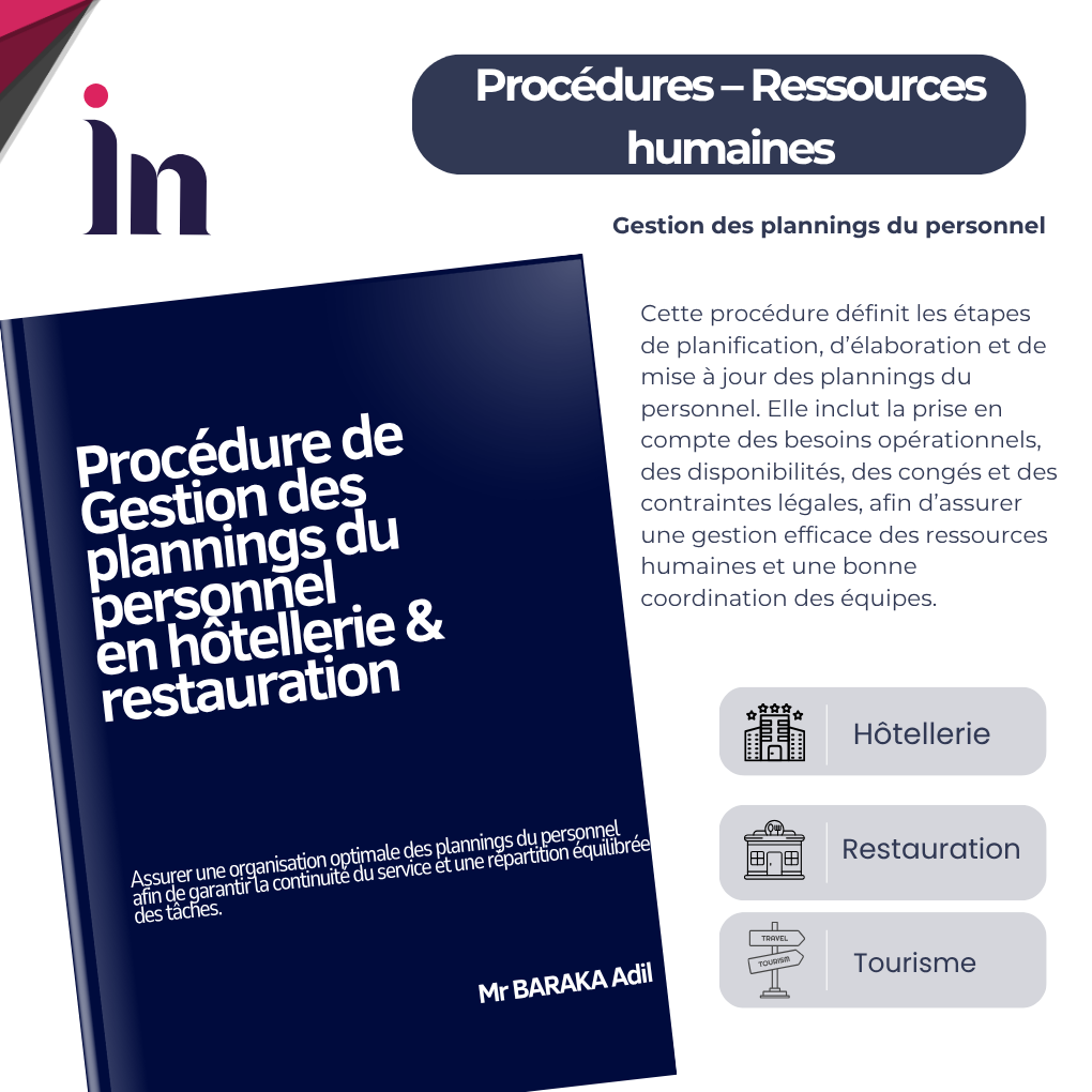 Procédure de gestion des plannings du personnel en hôtellerie & restauration