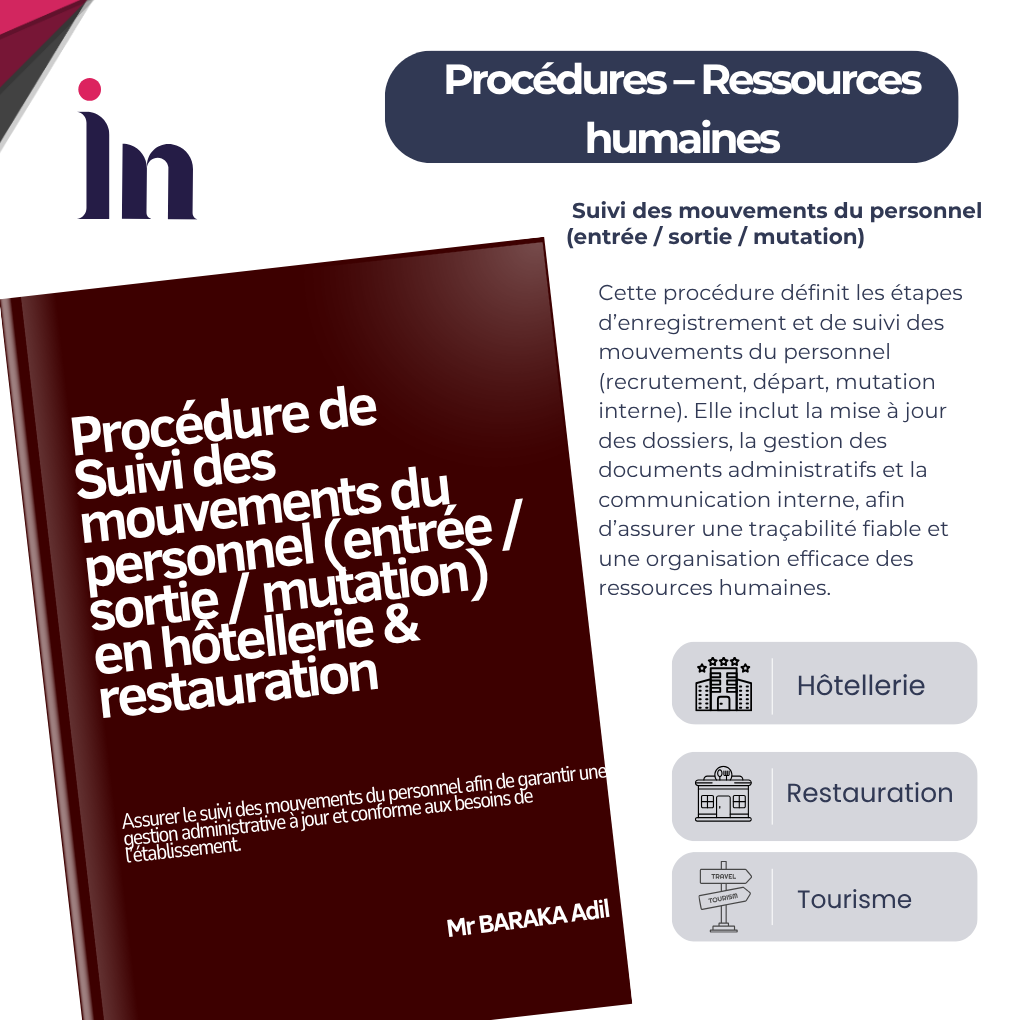 Procédure de suivi des mouvements du personnel (entrée / sortie / mutation) en hôtellerie & restauration