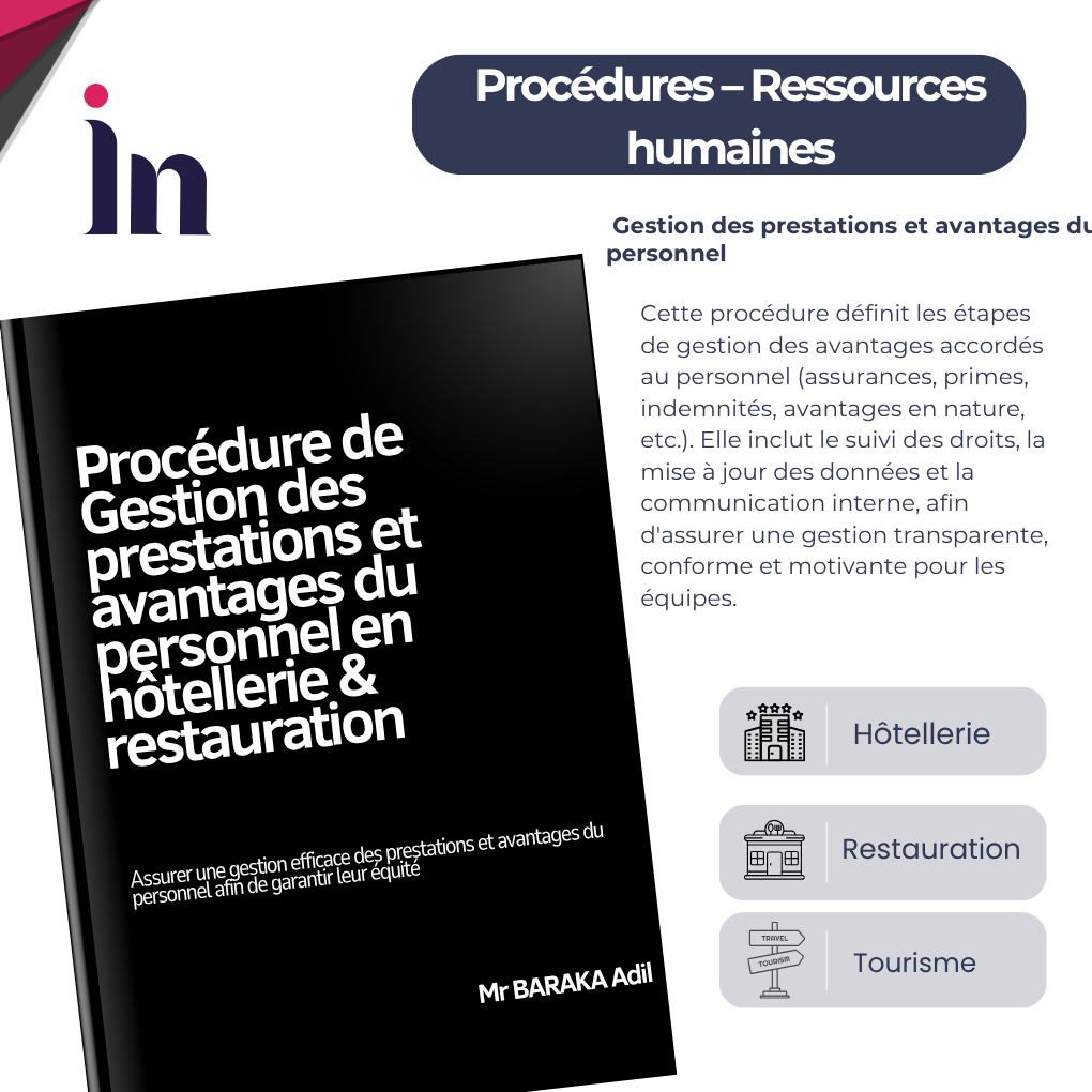 Procédure de gestion des prestations et avantages du personnel en hôtellerie & restauration